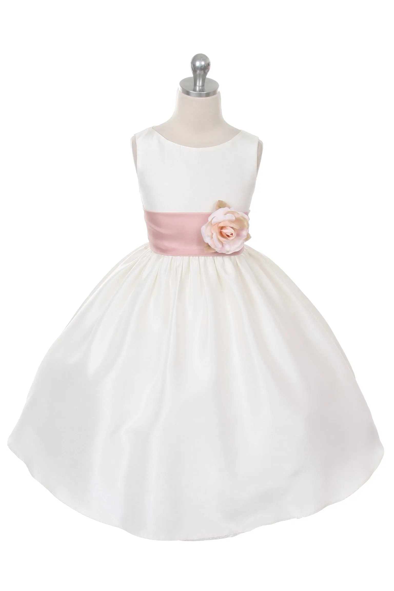204 Poly Silk Organza Sash Girl Dress (Ivory Dress)